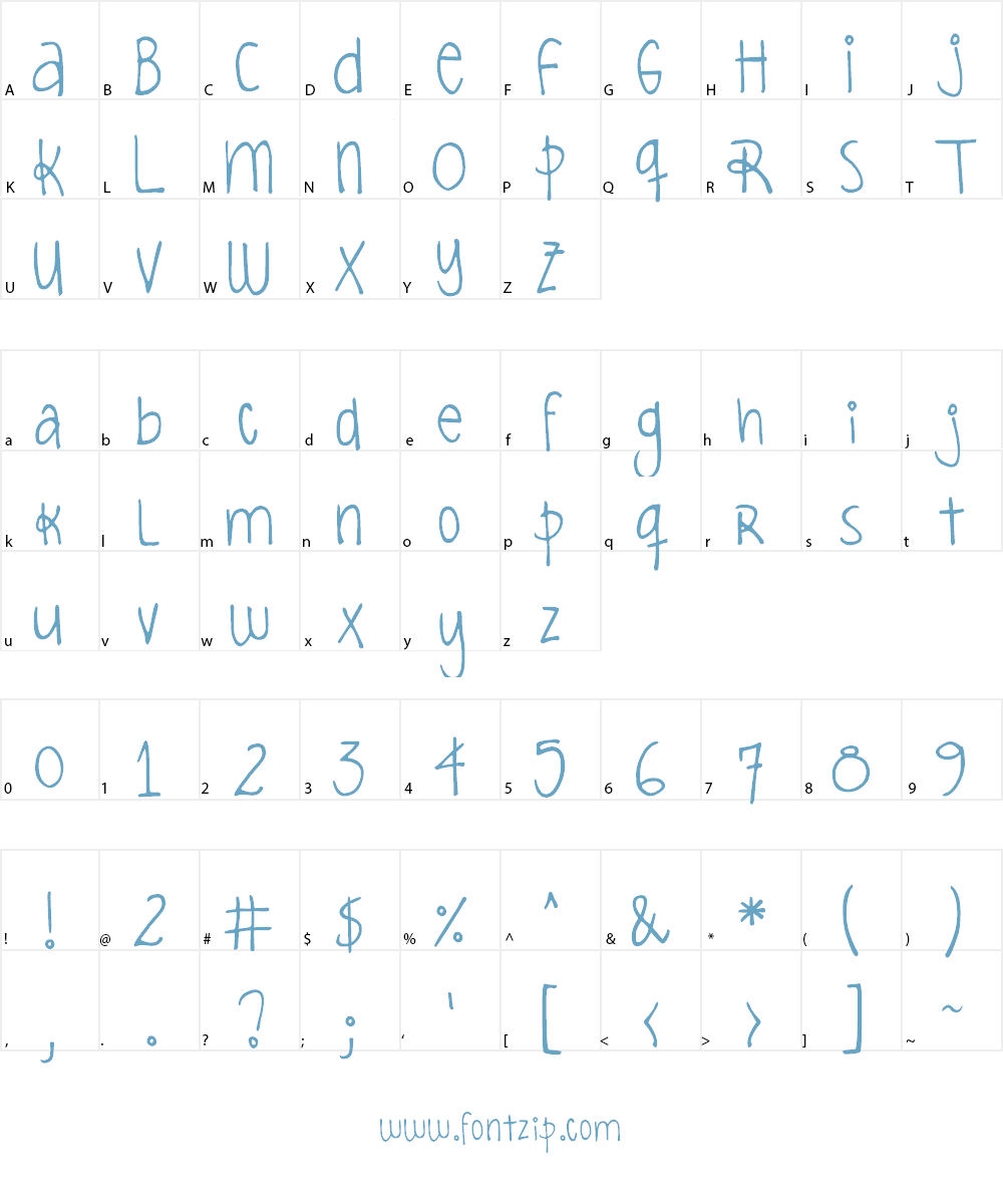 DJB Rubia Tuesday Font Character